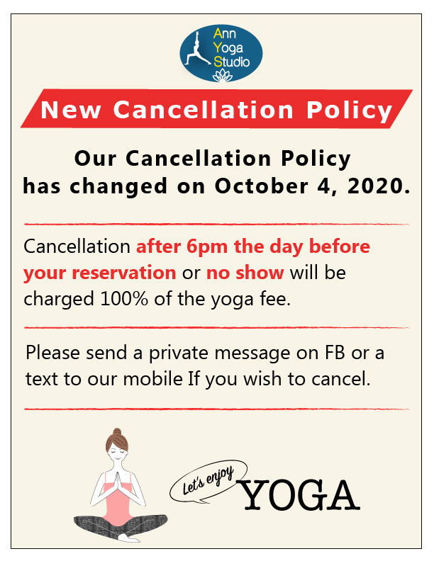 New Cancellation Policy Ann Yoga Studio