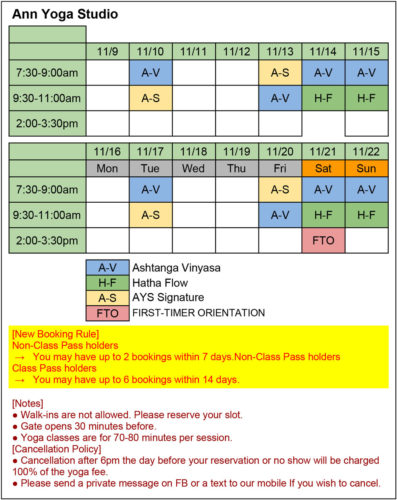 SCHEDULE FROM November 6