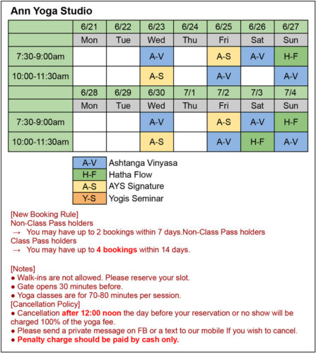 AYS Schedule from June 21 2021