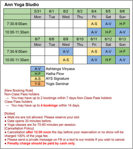 AYS Schedule from June 4 2021