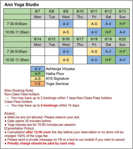 AYS Schedule from June 7 2021