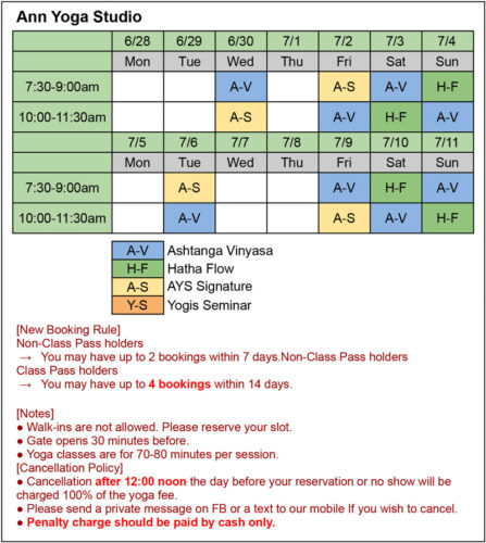 AYS Schedule from June 28, 2021